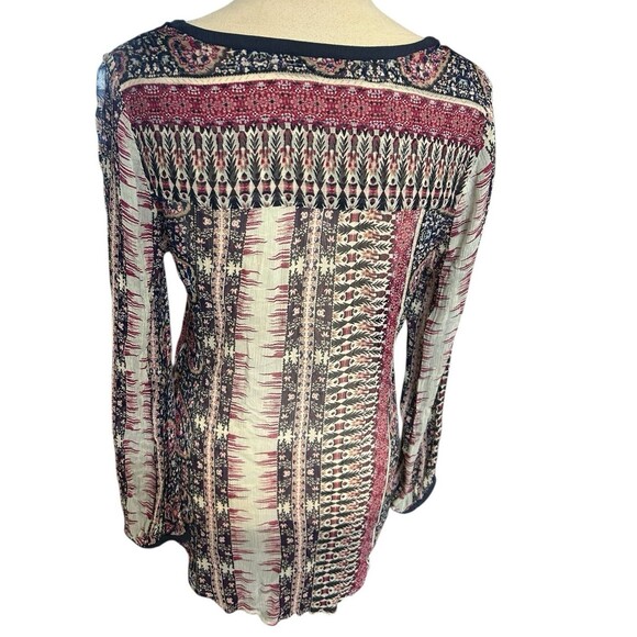 Lucky Brand Womens Concord Paisley Boho Gypsy Sheer V Neck Blouse Sz S ? - Picture 7 of 8